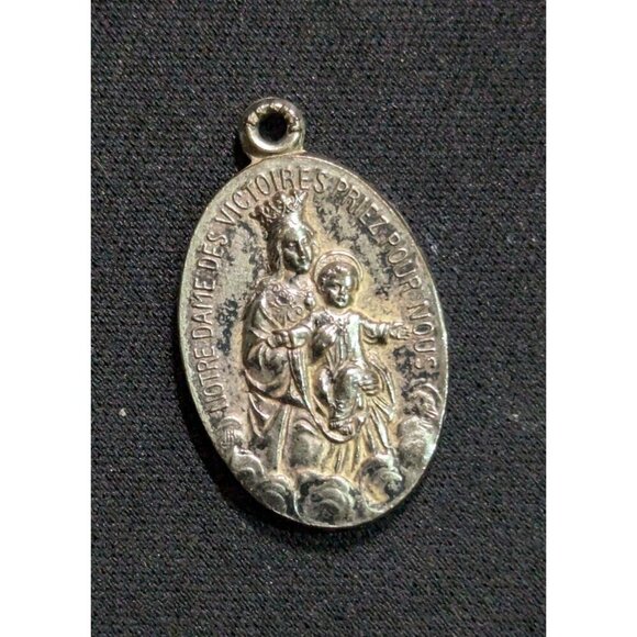 Vintage Our Lady Of Lourdes Oval Religious Medal charm Pendant 1: - Picture 2 of 5